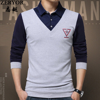 志越（ZERYOR） 長袖 男士T恤 灰色 不加絨 XL，L，XXXL，M，XXL