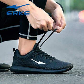 鴻星爾克（ERKE）跑步鞋正黑(皮面) 38