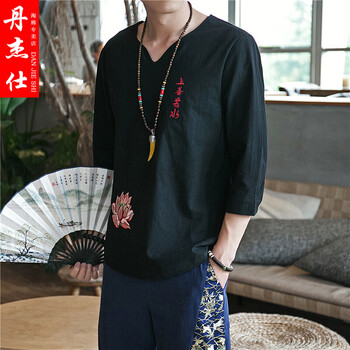 丹杰仕（DAN JIE SHI） 七分袖 男士T恤 黑色 XL，L，XXXL，XXL，M