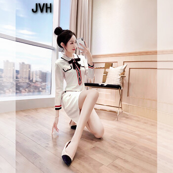 JVH 純色 口袋，拼接，蝴蝶結(jié) 連衣裙