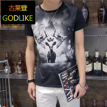 古萊登（GODLIKE） 短袖 男士T恤 星空鹿黑色 