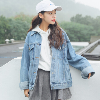 卡翌萱 翻領(lǐng) 長袖 女 短外套 口袋，做舊，紐扣
