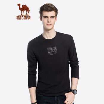 駱駝（CAMEL） 長袖 男士T恤 黑色 XL，L，XXXL，XXL，M