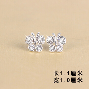 韓版蝴蝶水晶耳釘