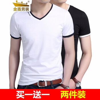 金盾（KIN DON） 短袖 男士T恤 白色+黑色 XL，L，M，加大，XXL，XXXL
