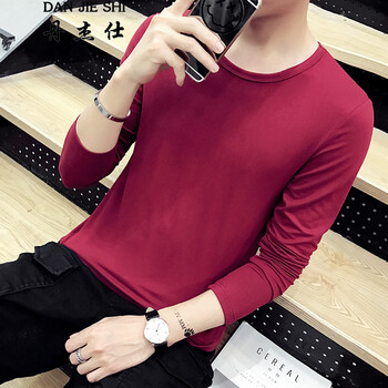 丹杰仕（DANJIESHI） 長(zhǎng)袖 男士T恤 酒紅色 XL，L，XXL，XXXL，M