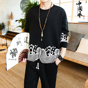 古萊登（GODLIKE） 長袖 男士T恤 黑色套裝 