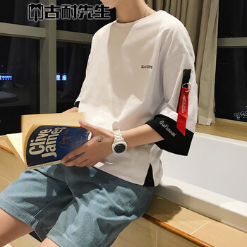古耐先生（Mr.gnight） 七分袖 男士T恤 白色 