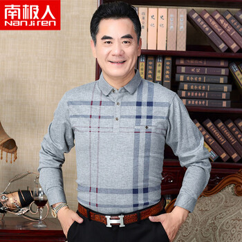 南極人（Nanjiren） 長袖 男士T恤 灰色（T-8905） 