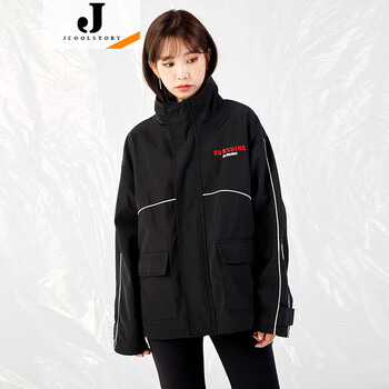 JCOOLSTORY 立領(lǐng) 長袖 女 短外套 刺繡