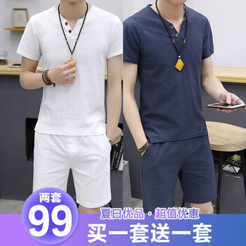 古萊登（GODLIKE） 短袖 男士T恤 白色+灰藍 