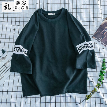 西谷（xigu） 七分袖 男士T恤 黑色 S，XL，L，XXL，M