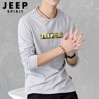 Jeep 短袖 男士T恤 長袖淺灰色 
