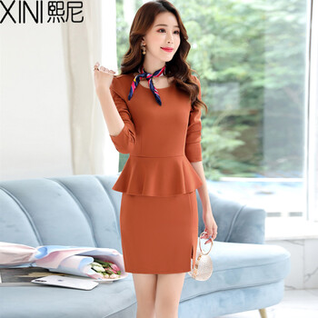 熙尼（XINI） 純色 飄帶 連衣裙