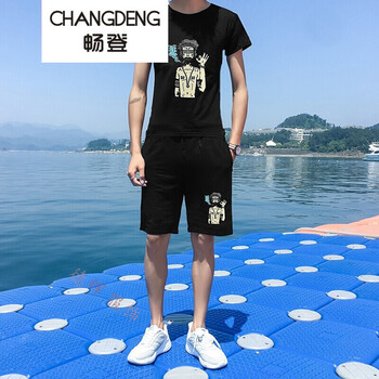暢登（CHANGDENG） 短袖 男士T恤 黑色野人套裝 
