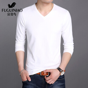 富貴鳥(niǎo)（FUGUINIAO） 長(zhǎng)袖 男士T恤 白色   