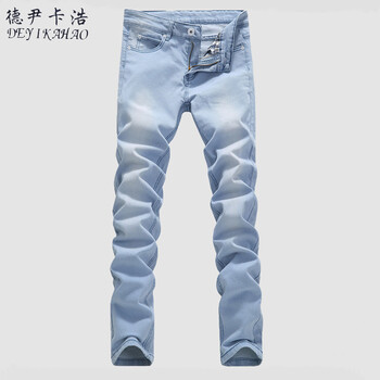德尹卡浩（DEYIKAHAO） 修身褲 青春休閑 男士牛仔褲