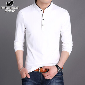 富貴鳥(niǎo)（FUGUINIAO） 長(zhǎng)袖 男士T恤 白色  8165 XL，L，XXL，M，XXXL