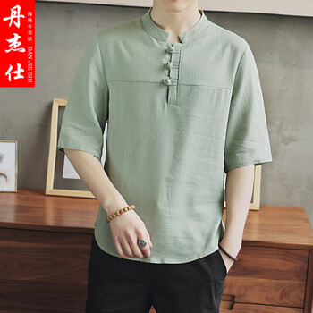 丹杰仕（DAN JIE SHI） 五分袖 男士T恤 淺綠色 XL，L，M，XXXL，XXL