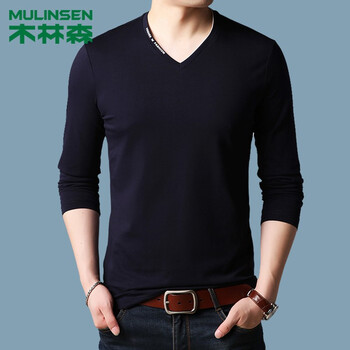 木林森（MULINSEN） 長(zhǎng)袖 男士T恤 9887藏青 