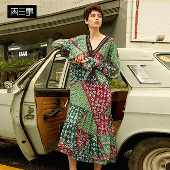 兩三事 碎花 撞色，印花 連衣裙