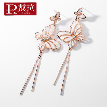 蝴蝶流蘇耳釘