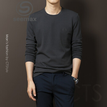 SEEMAX 長袖 男士T恤 深灰色 XL，L，XXXL，M，XXL，加大