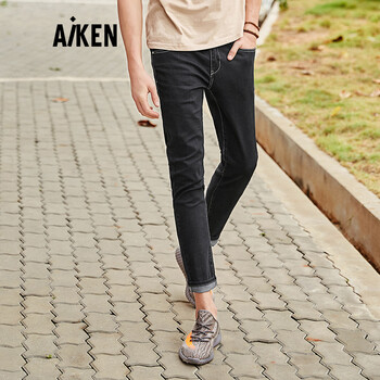 愛(ài)肯（Aiken） 修身褲 青春休閑 男士牛仔褲
