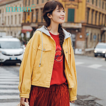 茵曼（INMAN） 連帽 長袖 女 短外套 多口袋，帶帽