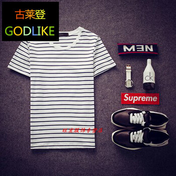 尊首（ZUNSHOU） 短袖 男士T恤 白條紋短T S，XL，L，XXL，M