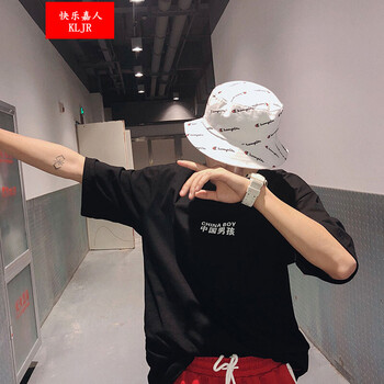 快樂嘉人 五分袖 男士T恤 （中國男孩）黑色 