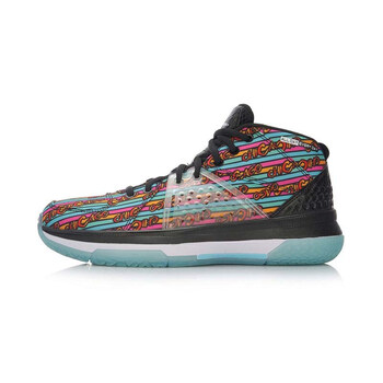 李寧（LI-NING）籃球鞋ABAM003-5新基礎(chǔ)黑+熒光蜜橙+卡普藍(lán) 