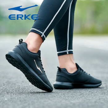 鴻星爾克（ERKE）跑步鞋正黑（皮面） 42