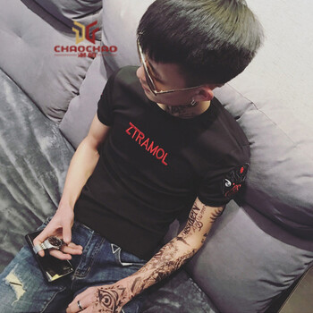 C2潮朝（C2 CHAOZHAO） 短袖 男士T恤 黑色 S，XL，L，XXL，XXXL，M