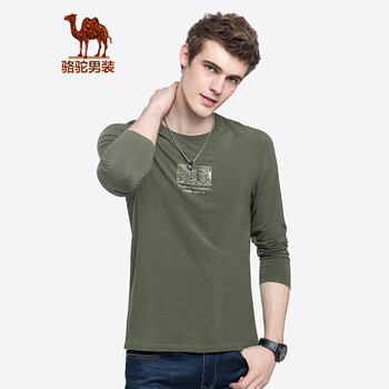 駱駝（CAMEL） 長(zhǎng)袖 男士T恤 軍綠 XL，L，XXXL，XXL，M
