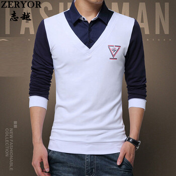 志越（ZERYOR） 長袖 男士T恤 白色 不加絨 XL，L，XXXL，M，XXL