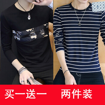 古萊登（GODLIKE） 長袖 男士T恤 長荷花黑+黑色條紋長袖 XL，L，XXL，M