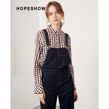 紅袖（hopeshow）  背帶褲 女 長(zhǎng)褲 牛仔褲
