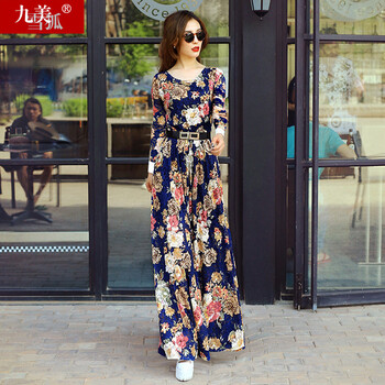 九美雪狐 大花，碎花 流蘇 連衣裙