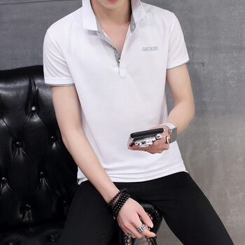 木宸（MUCHEN） 短袖 男士T恤 白色灰領(lǐng) XL，L，M