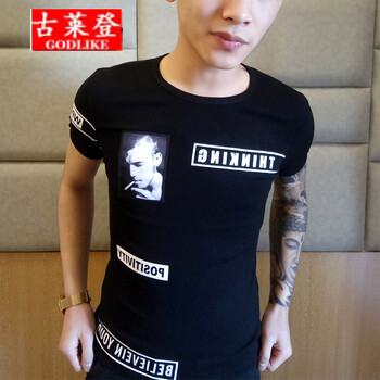 古萊登（GODLIKE） 短袖 男士T恤 貼圖黑色 