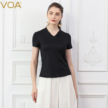 VOA 拼接 短袖 T恤 女 V領(lǐng)