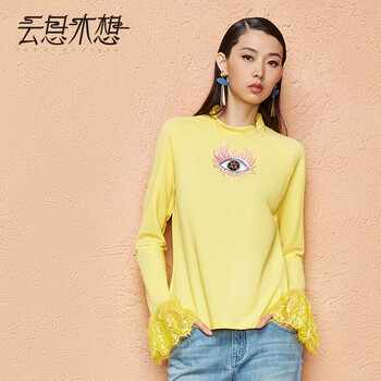 云思木想 蕾絲 短袖 T恤 女 立領(lǐng)