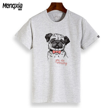 萌俠（mengxia） 短袖 男士T恤 灰色巴哥犬 