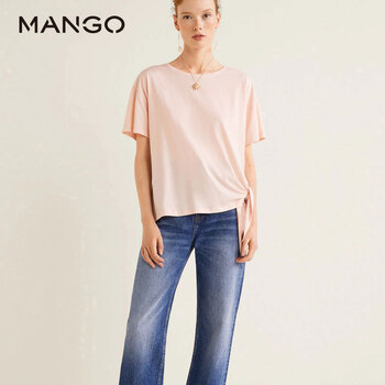 MANGO 蝴蝶結 短袖 T恤 女 圓領