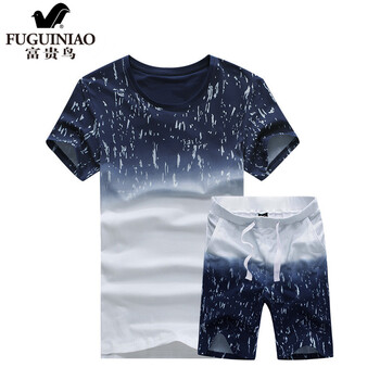 富貴鳥（FUGUNIAO） 短袖 男士T恤 189深藍(lán)色套裝 XL，L，M，加大，XXL，XXXL