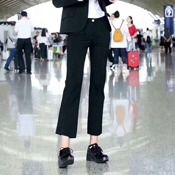 簡哥弟婭 低腰 直筒褲 女 九分褲 休閑褲