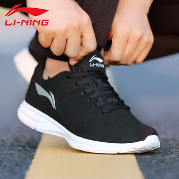 李寧跑步鞋新基礎黑+銀色-1（偏?。?