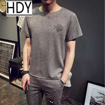 鴻德源（HongDeYuan） 短袖 男士T恤 貓魚(yú)九分TZ09 