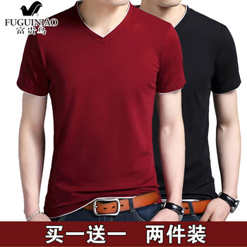 富貴鳥（FUGUINIAO） 短袖 男士T恤 黑色+紅色 XL，L，M，XXXL，XXL